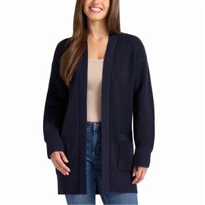 NWT Max and Mia Open Front Long Sleeve Cotton Cardigan with Pockets XS, Navy